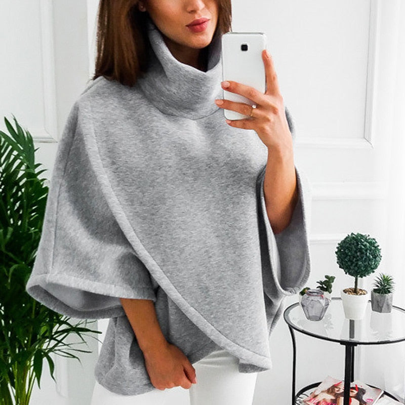 Nina | Poncho Top with High Neckline