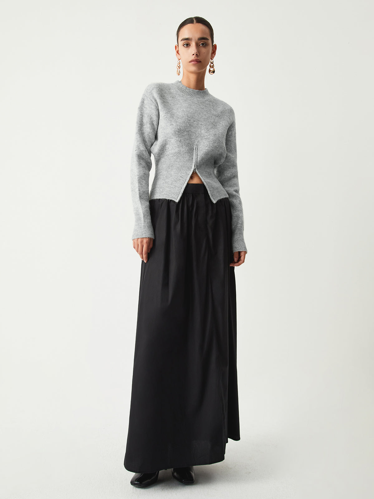 Janetta | Gray Women's Sweater with Zipper