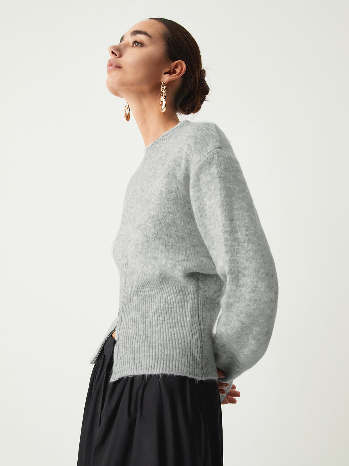 Janetta | Gray Women's Sweater with Zipper