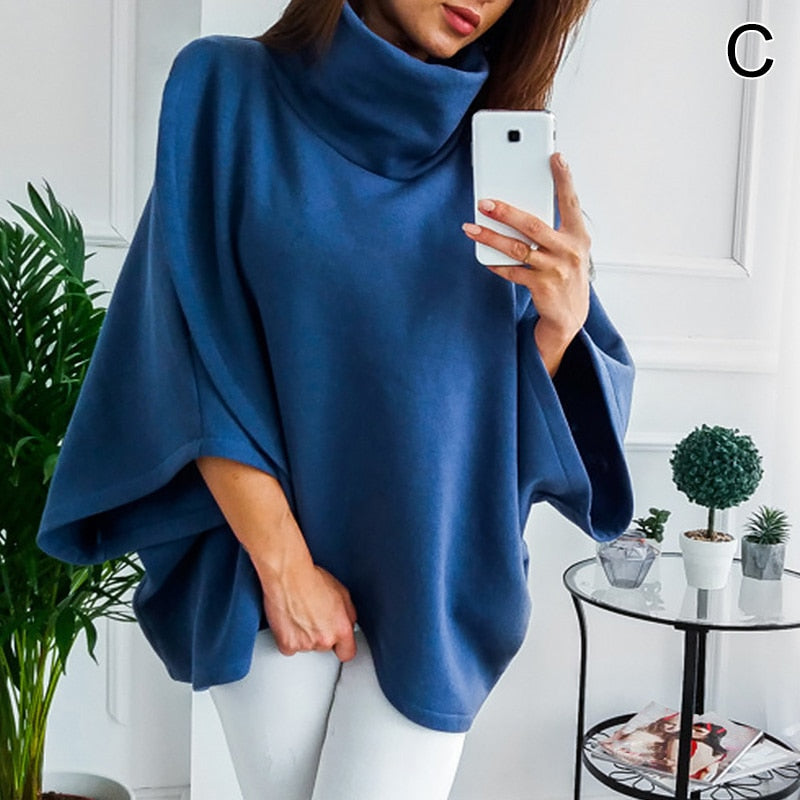 Nina | Poncho Top with High Neckline