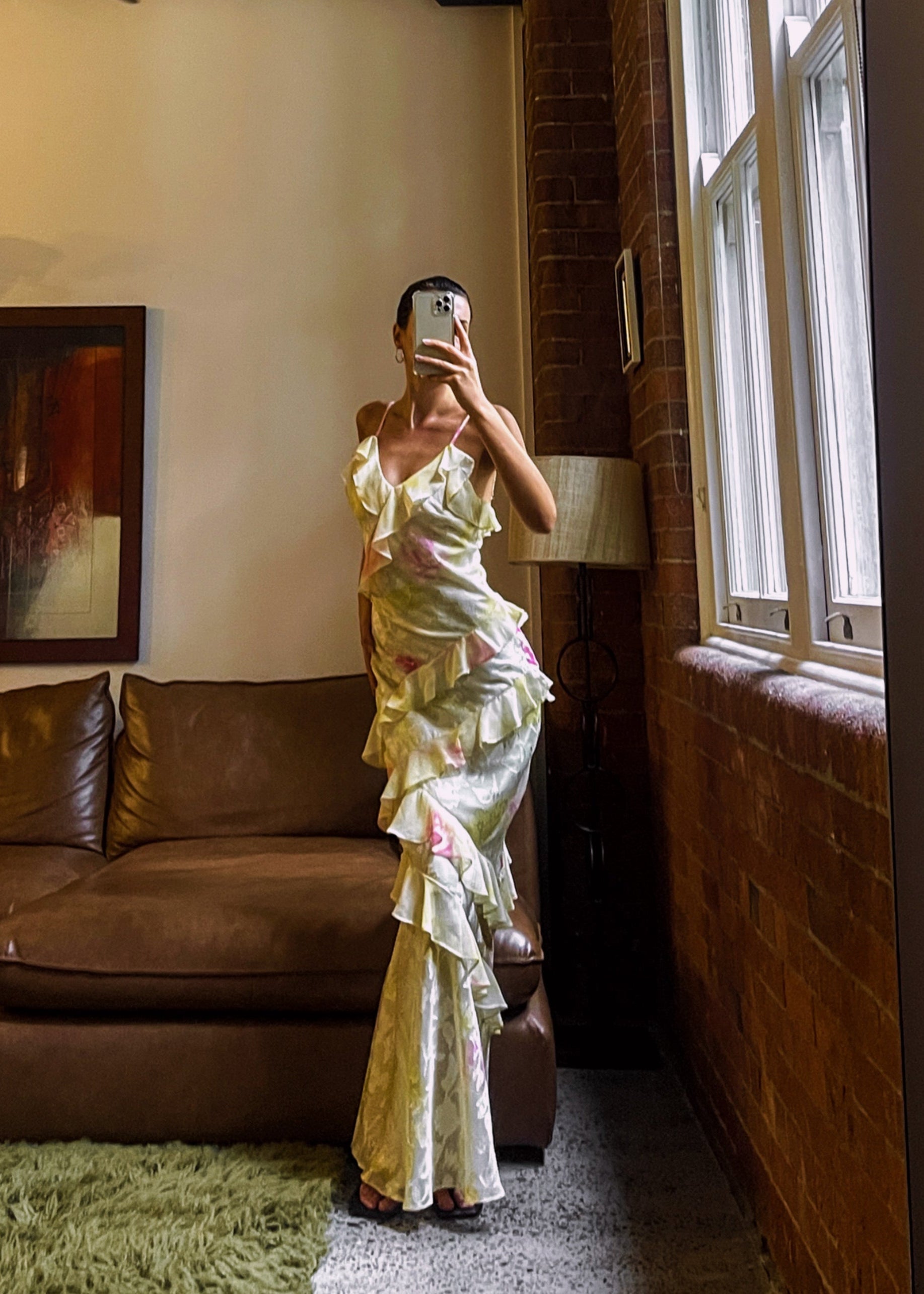 Elease | Yellow Gala Dress with Elegant Ruffles