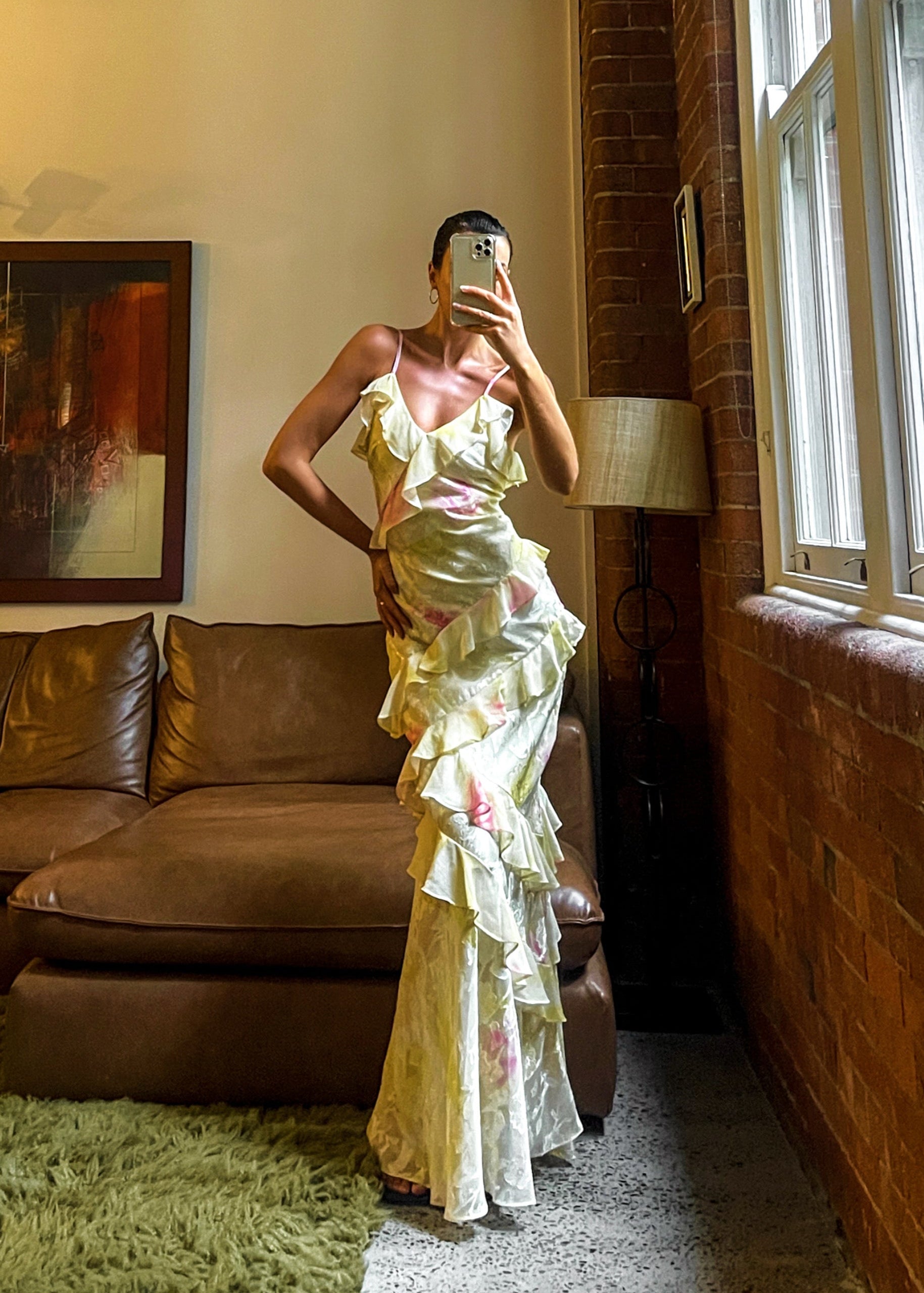 Elease | Yellow Gala Dress with Elegant Ruffles