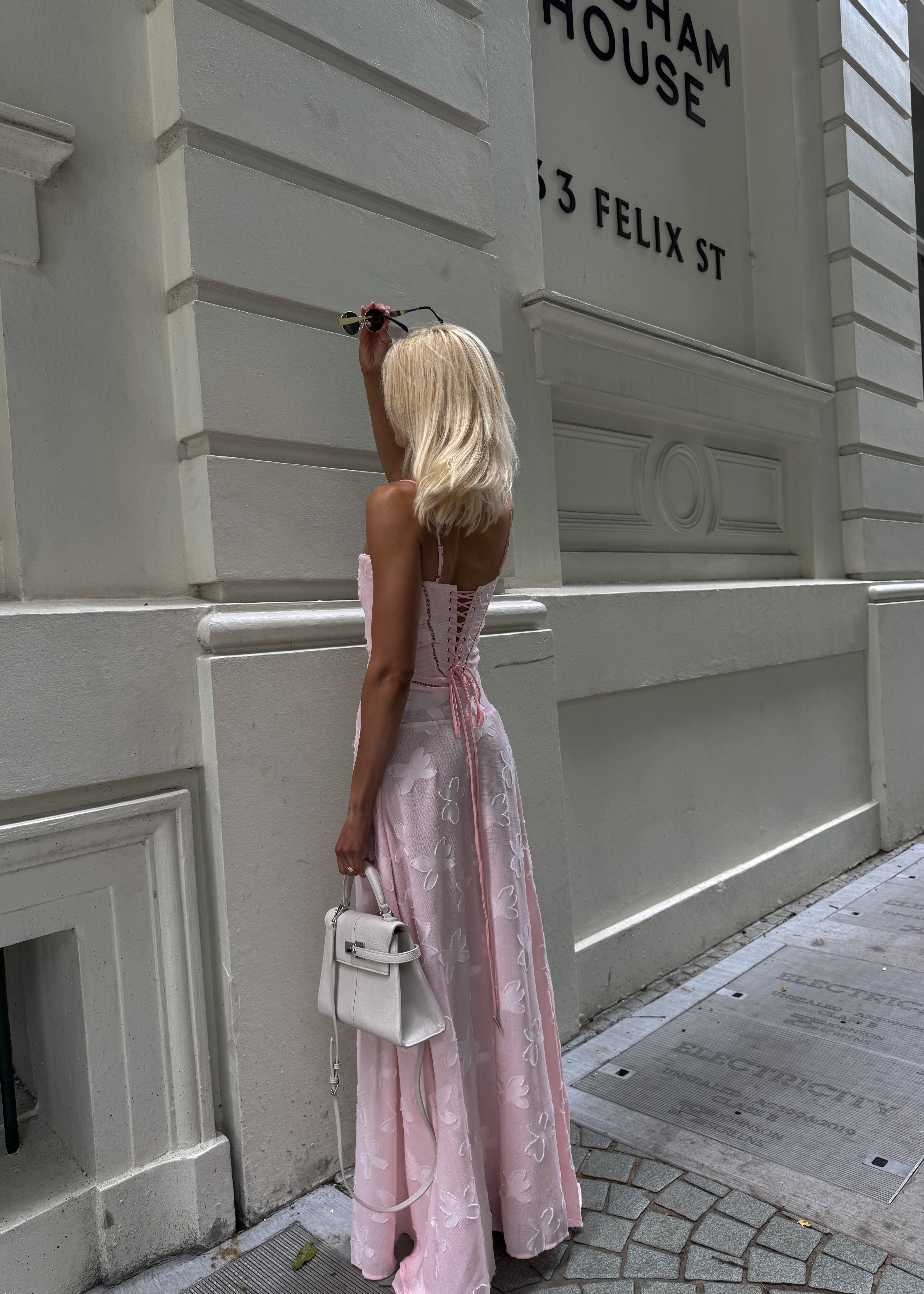 Freddie | Pink Midi Dress with Flowers
