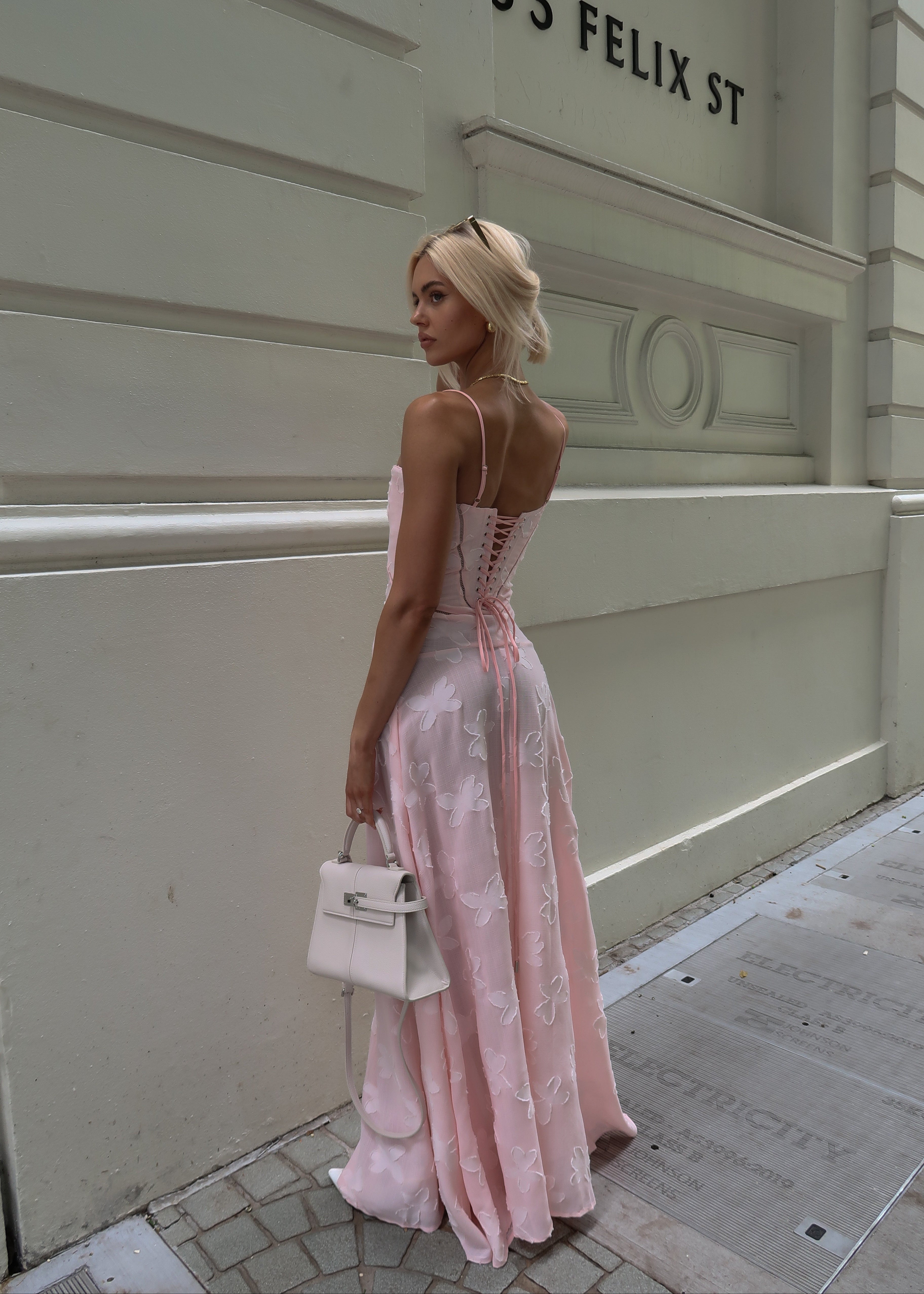 Freddie | Pink Midi Dress with Flowers