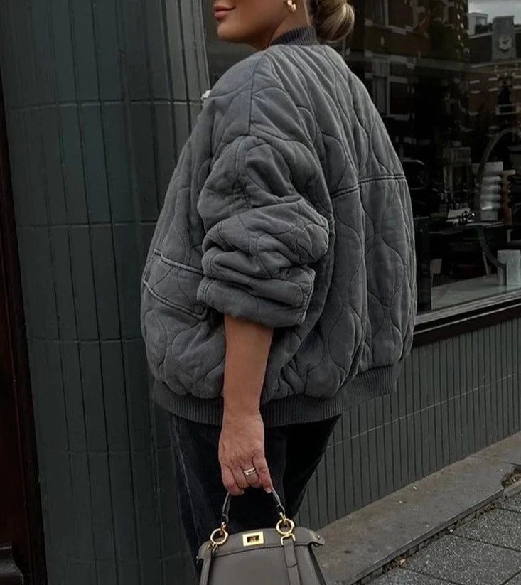 Mirel | Bomber Jacket Wavy Stitching