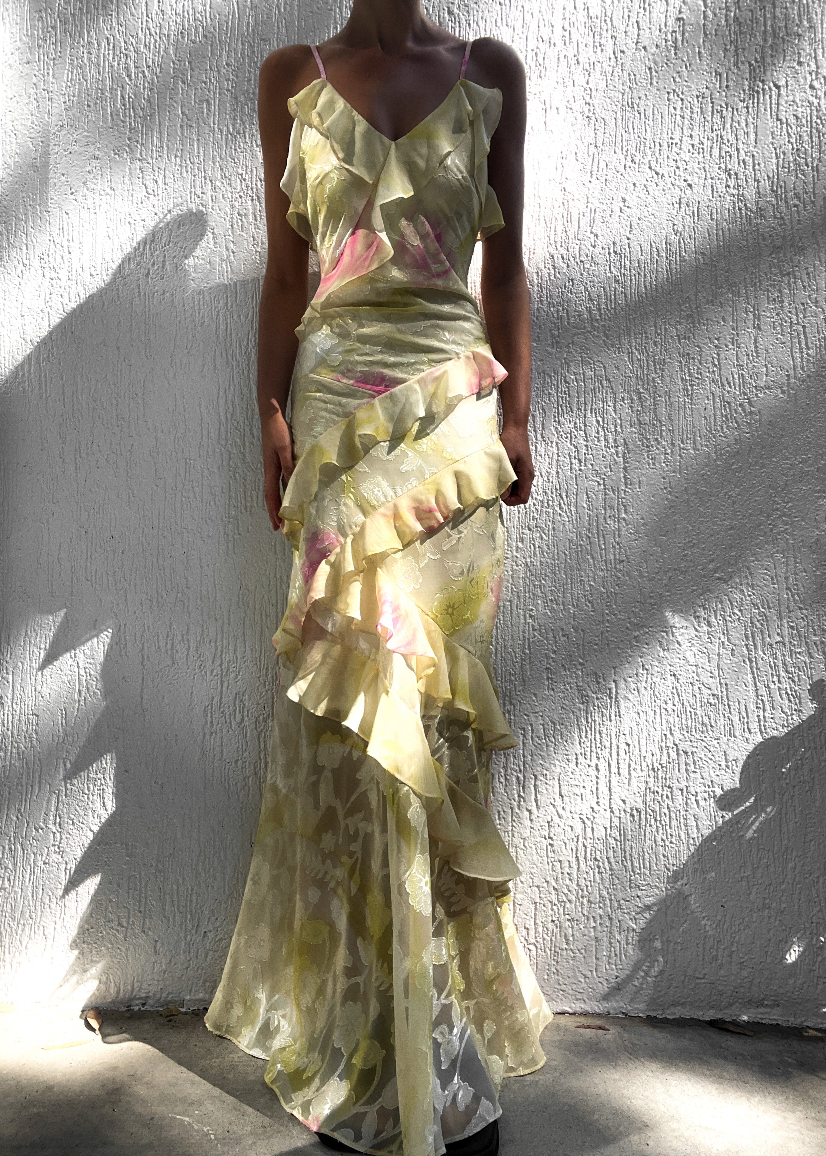 Elease | Yellow Gala Dress with Elegant Ruffles