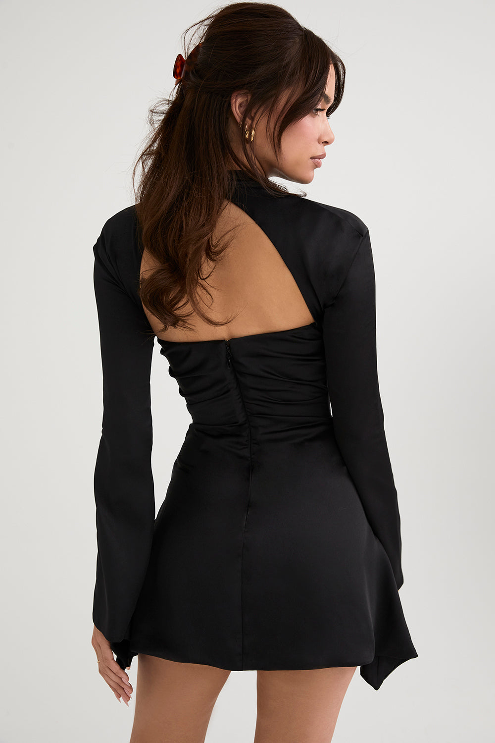 Elida | Black Dress with Cut-Out & Flare Sleeves