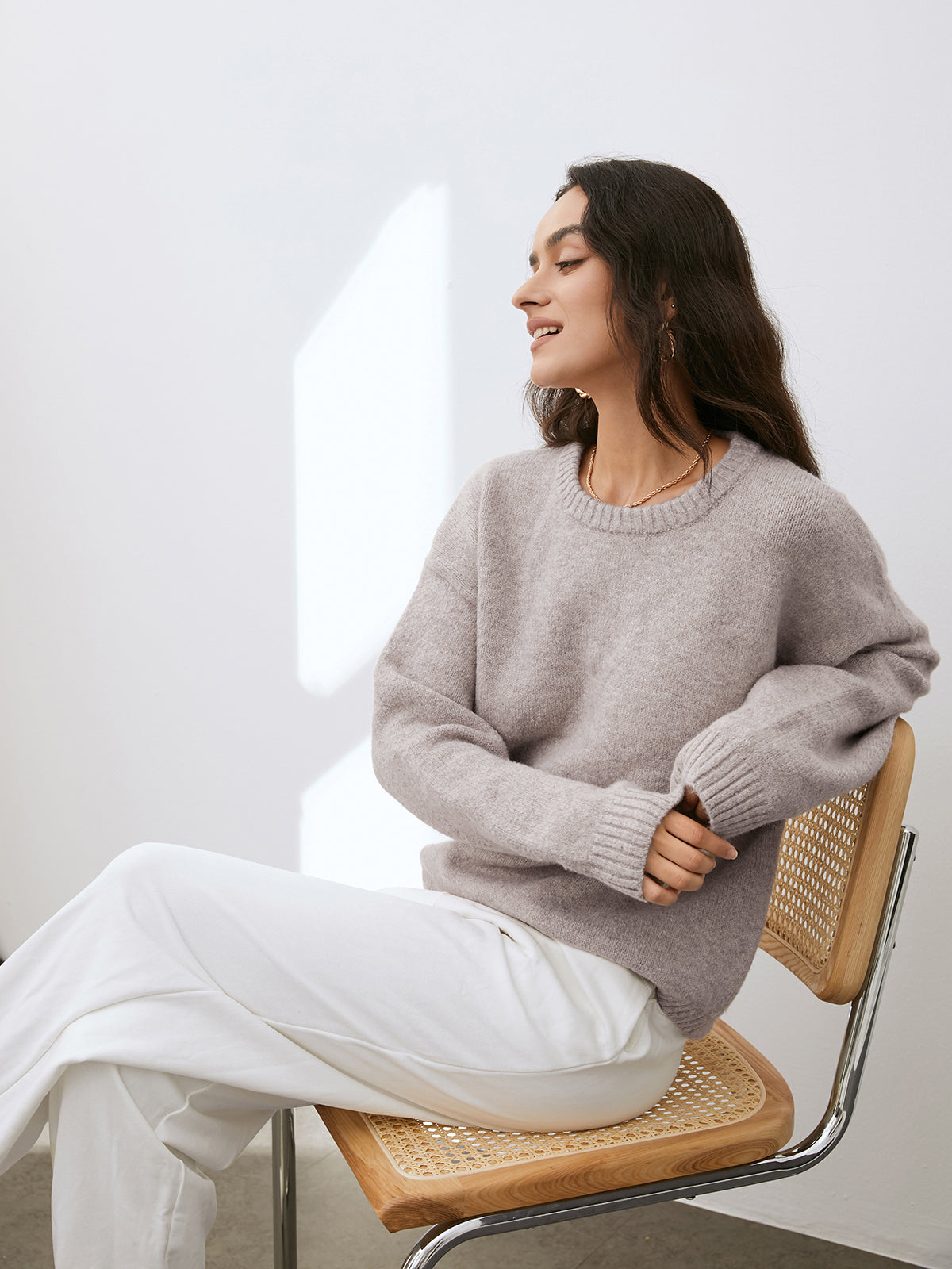 Carla | Women's Sweater Taupe Relaxed Fit
