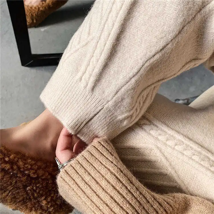 Kalli | Women's Jogging Pants High Waist Cable Knit