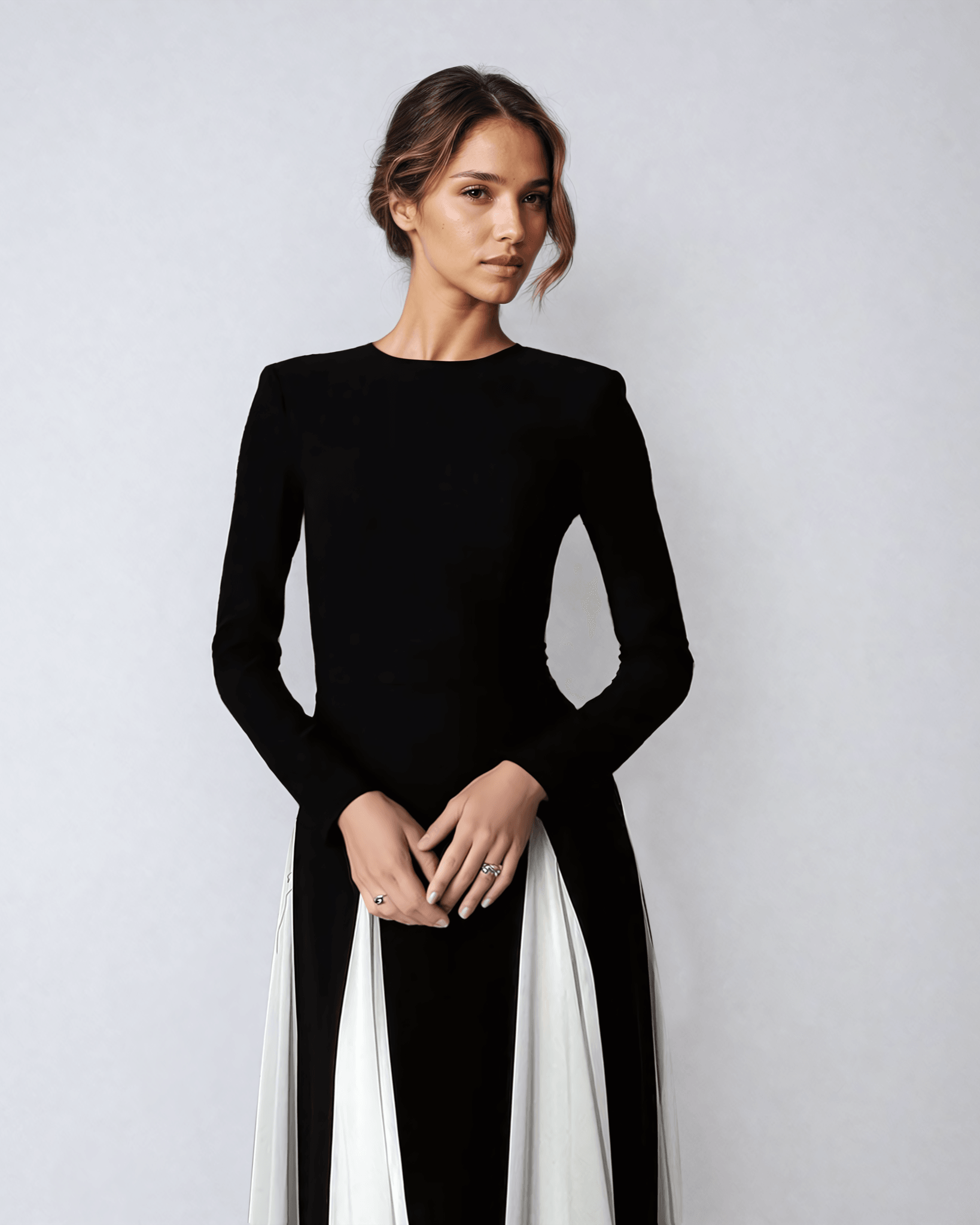 Tinsley | Black and White Contrast Prom Dress