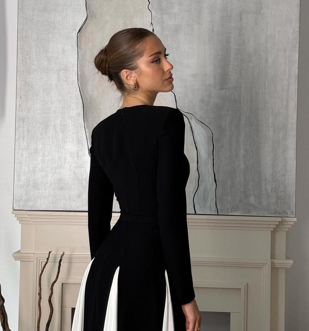 Tinsley | Black and White Contrast Prom Dress