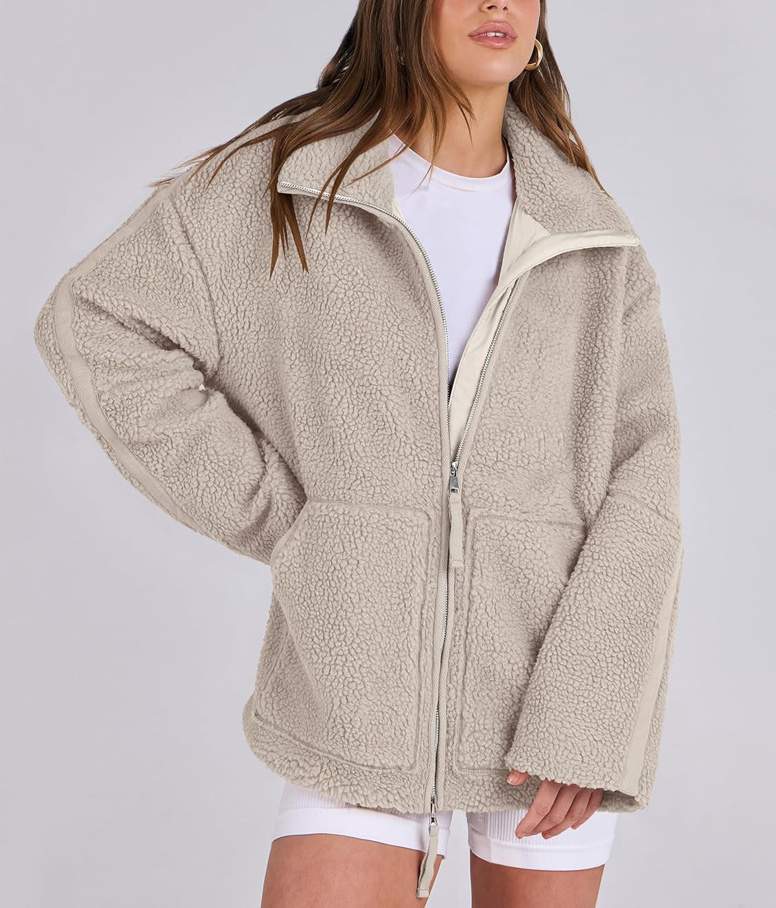 Nova | Fleece Jacket Beige Oversized Fit