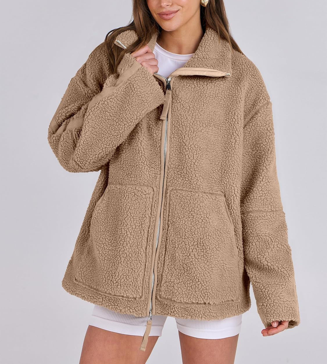 Nova | Fleece Jacket Beige Oversized Fit
