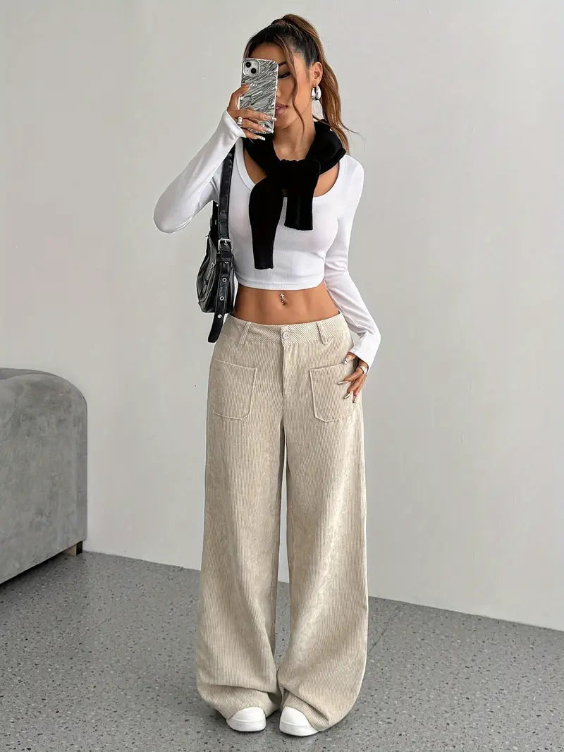 Amberlee | Women's Wide Leg Corduroy Trousers