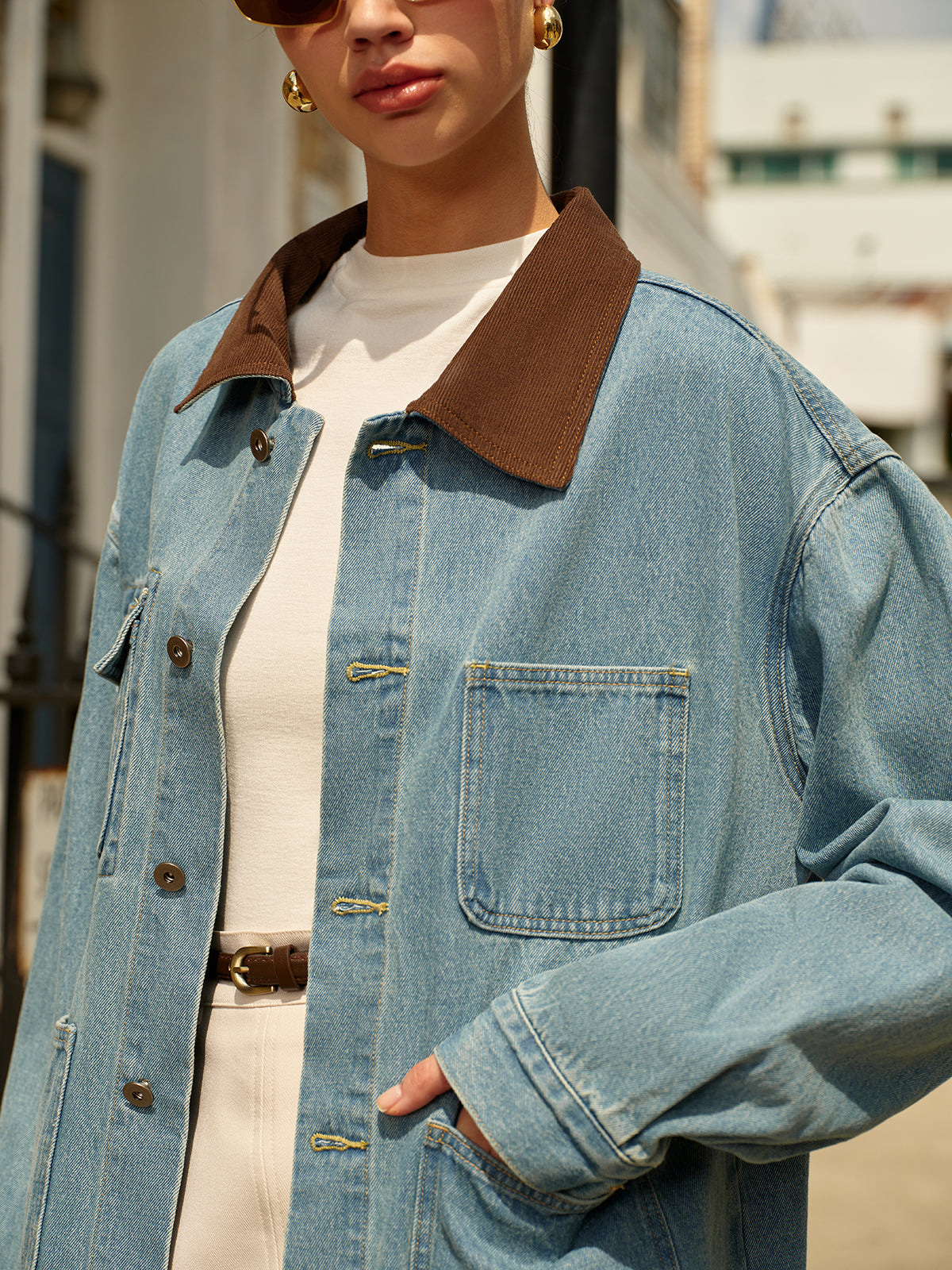 Maisha | Denim Jacket with Corduroy Collar