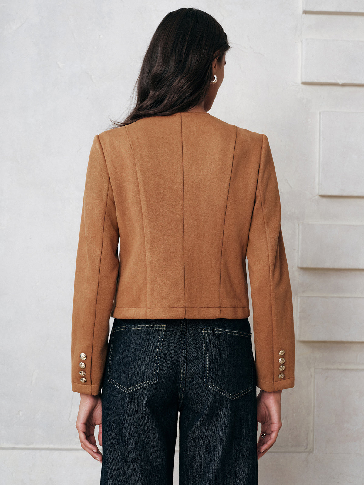 Peggie | Women's Coat with Ornate Gold Button Details