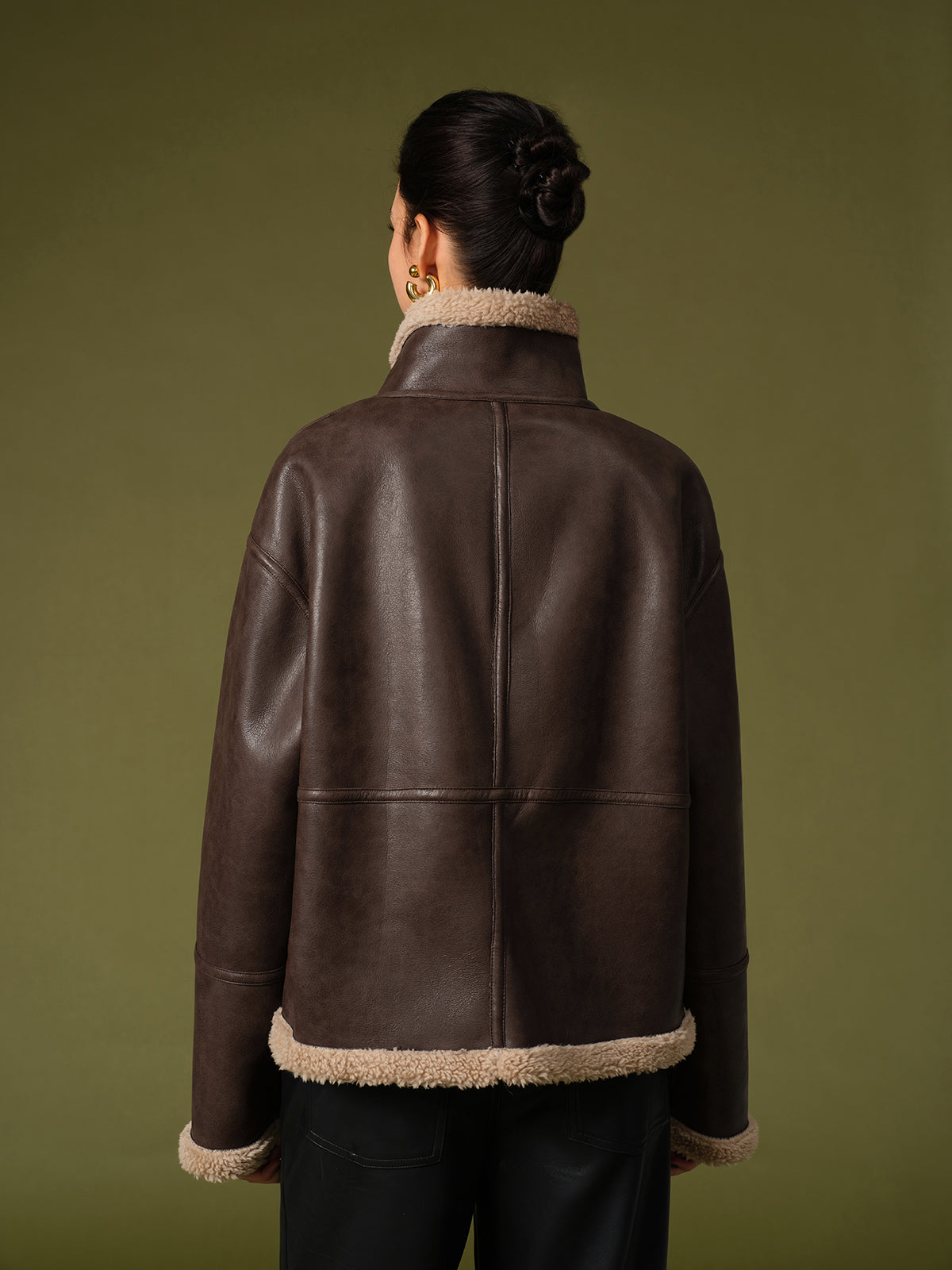 Melony | Faux Leather Sherpa Jacket Women