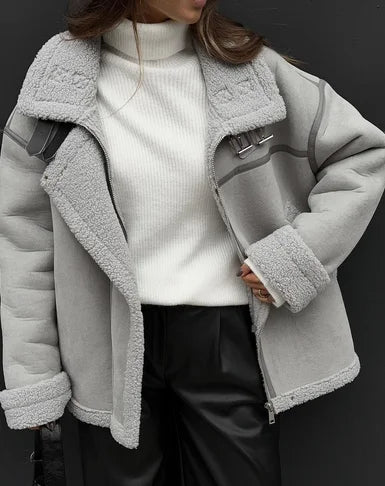Miya | Aviator Jacket with Shearling Lining