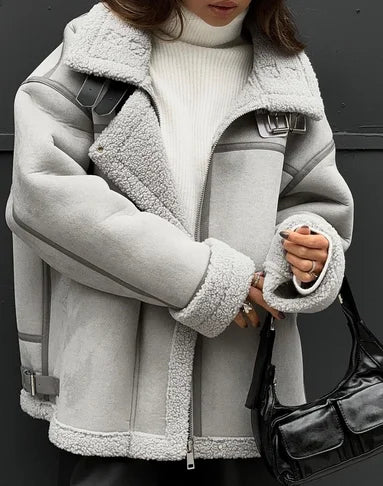 Miya | Aviator Jacket with Shearling Lining