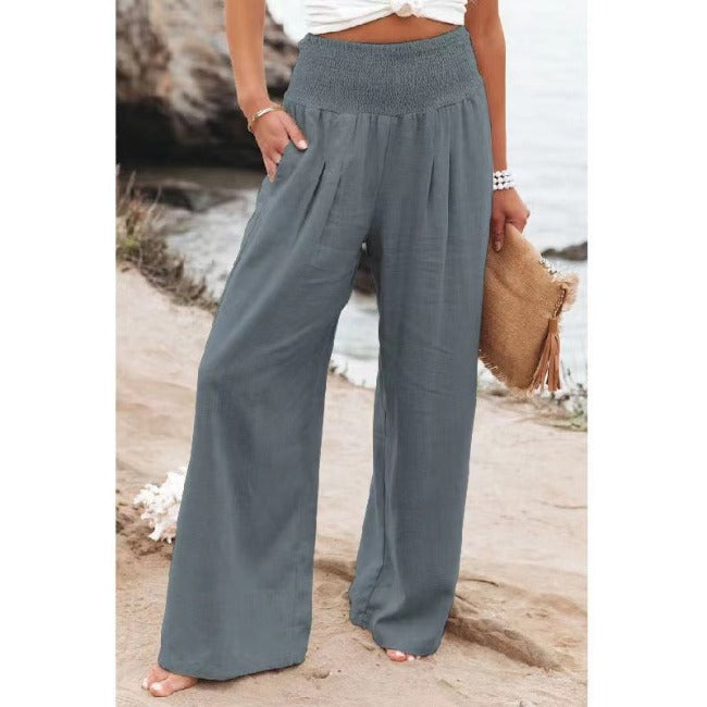 Ziva | High-Waisted Smocked Trousers