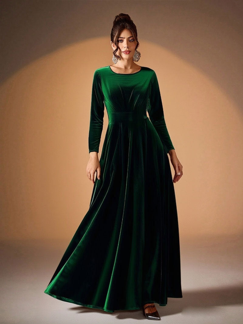 Beatrice | Long Sleeve Velvet Maxi Dress 