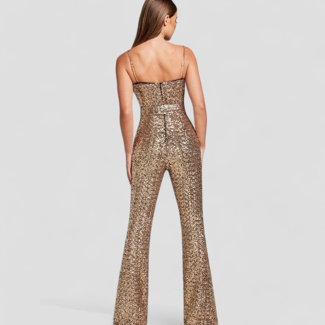Gizelle | Sequin Jumpsuit Flared Gold