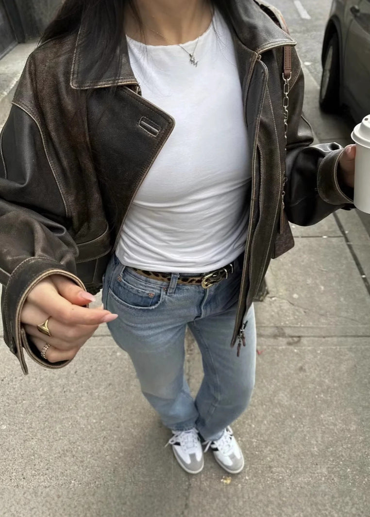 Pleun | Bomber Jacket with Vintage Washed Leather