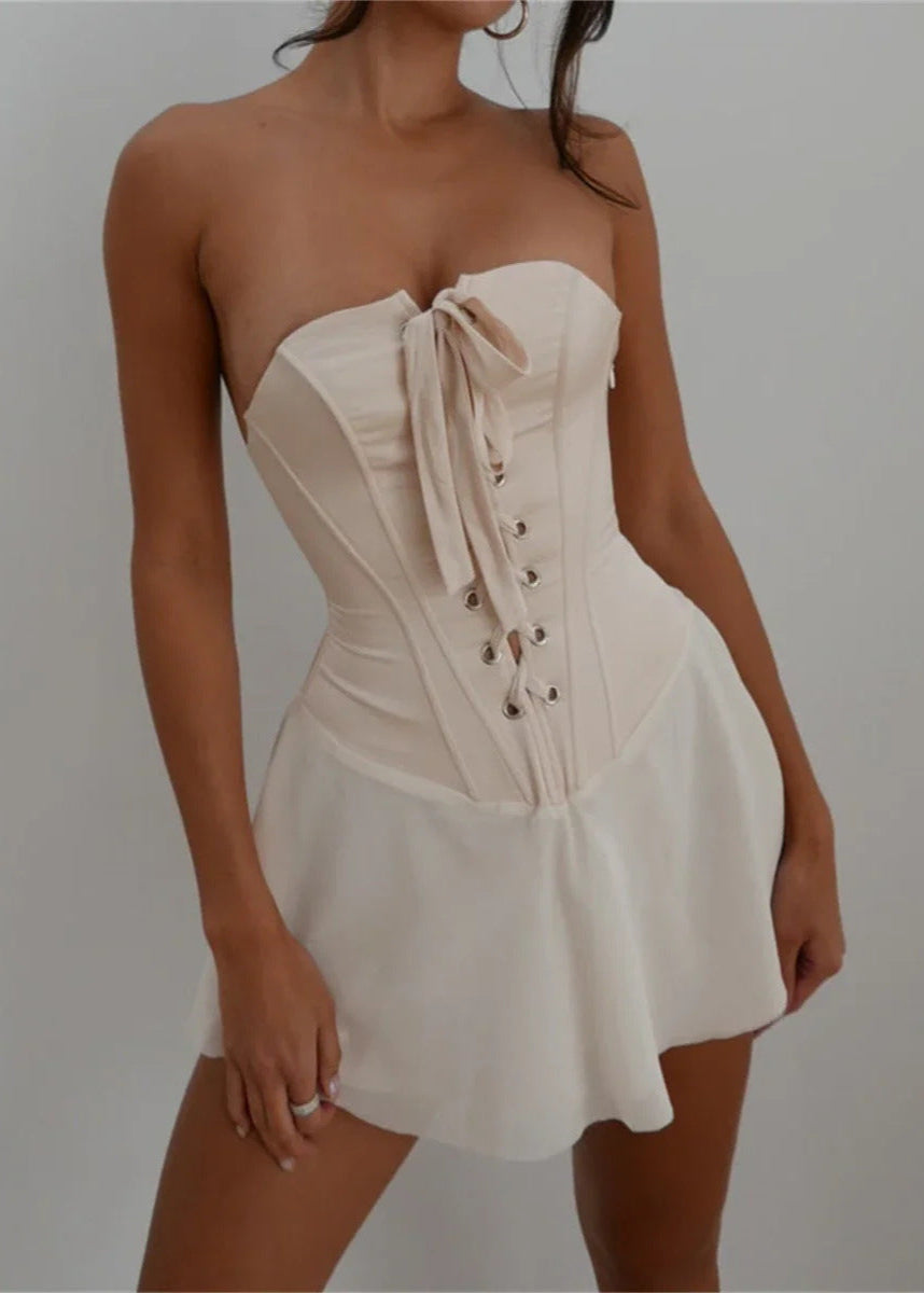 Natasha | Corset Dress Strapless Beige