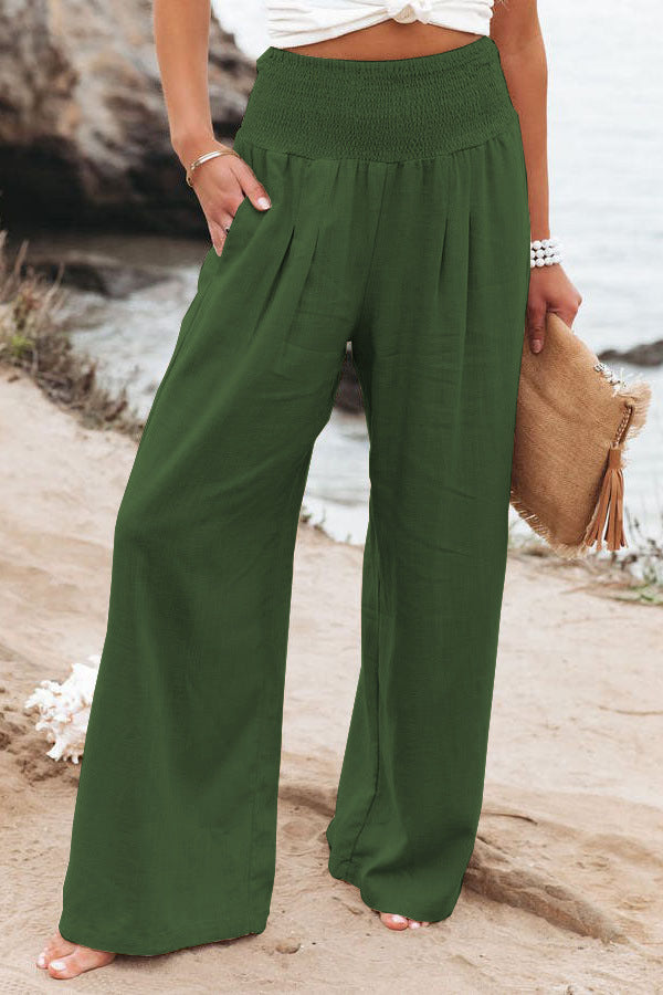 Ziva | High-Waisted Smocked Trousers