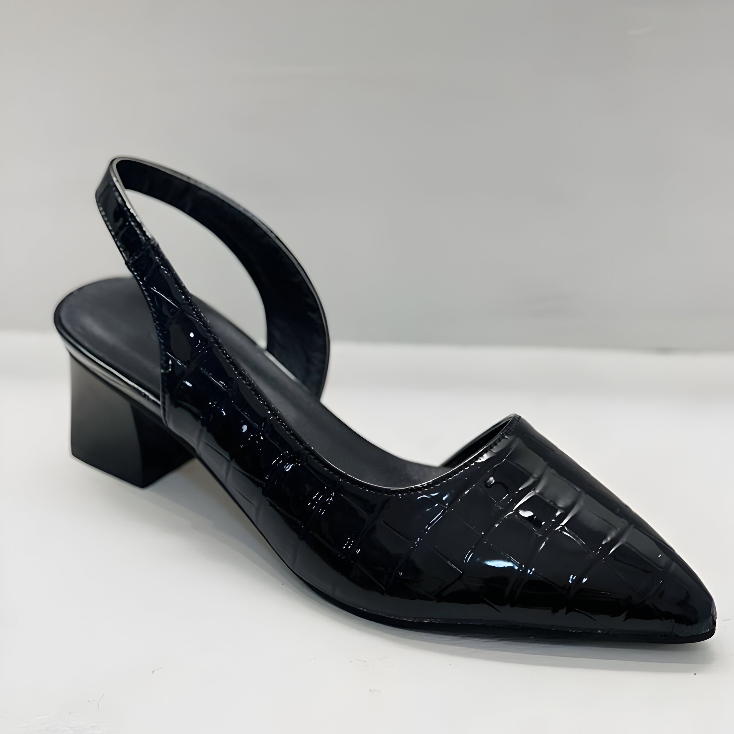Bianca | Croc-Textured Slingback Heels 