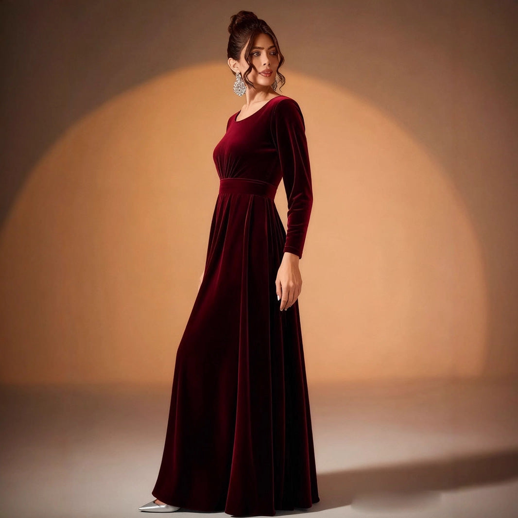 Beatrice | Long Sleeve Velvet Maxi Dress 