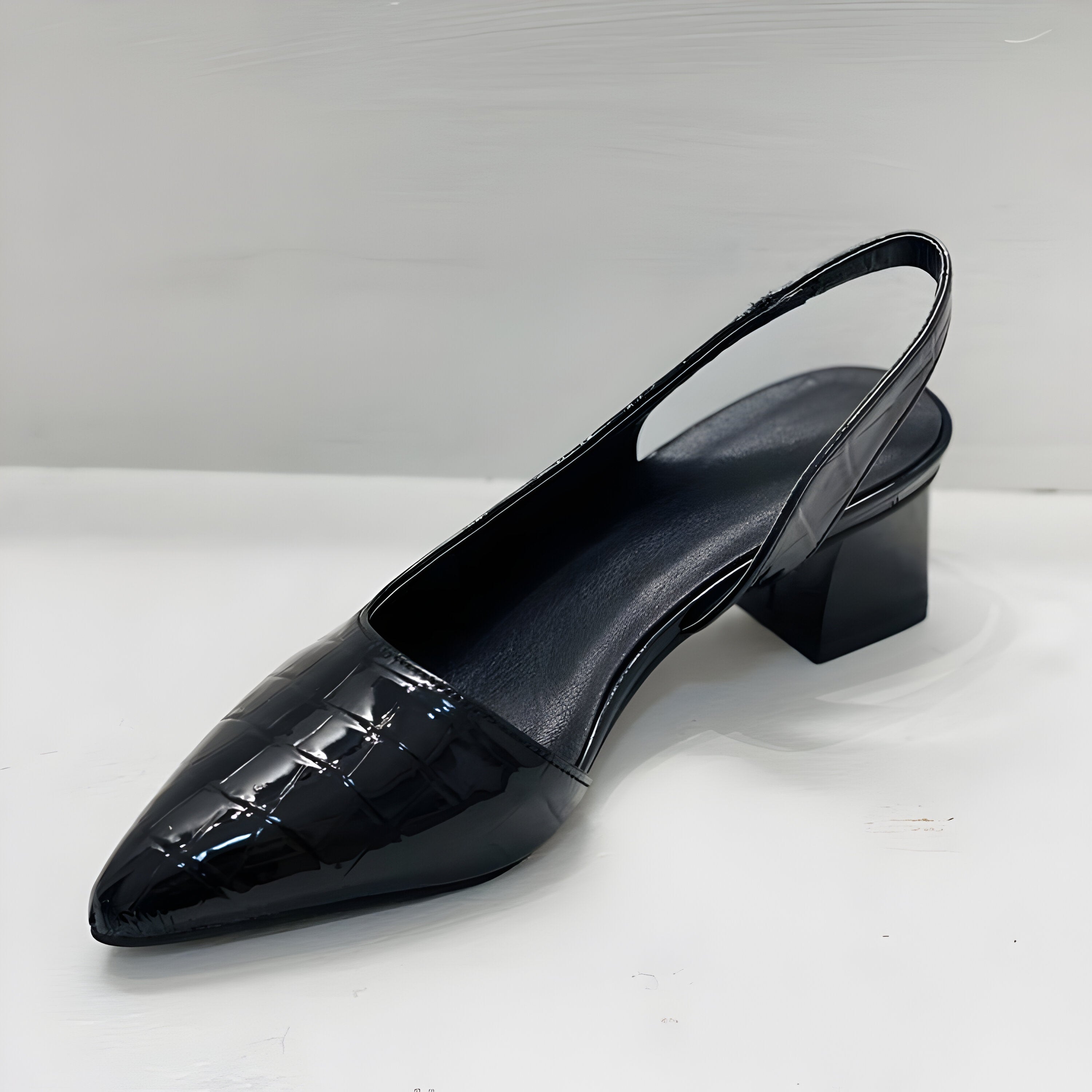 Bianca | Croc-Textured Slingback Heels 