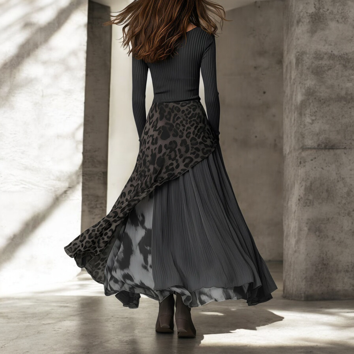 Celestina | Long Dress Asymmetrical Leopard Print
