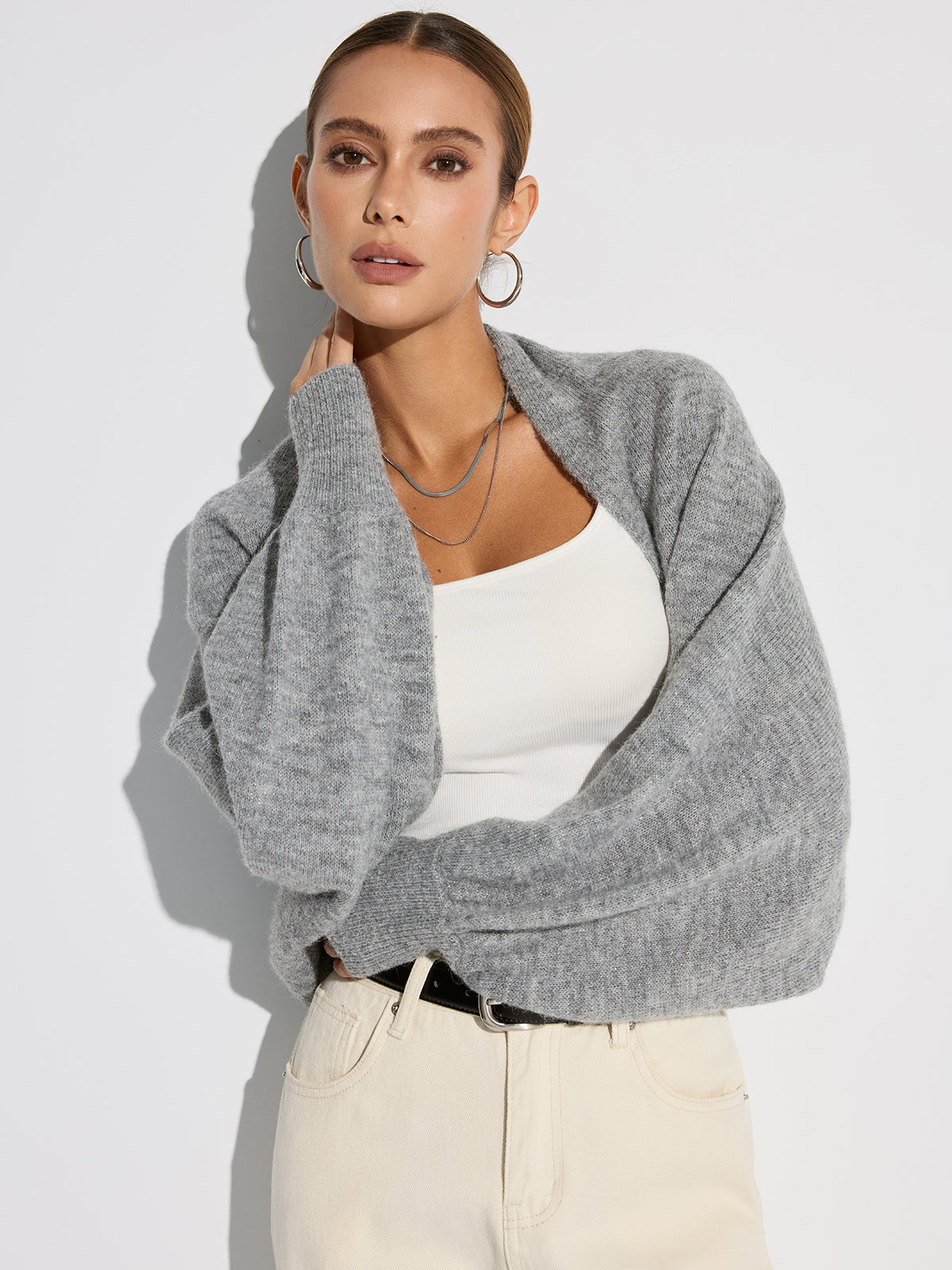 Bella | Cardigan Cropped length with wide sleeves