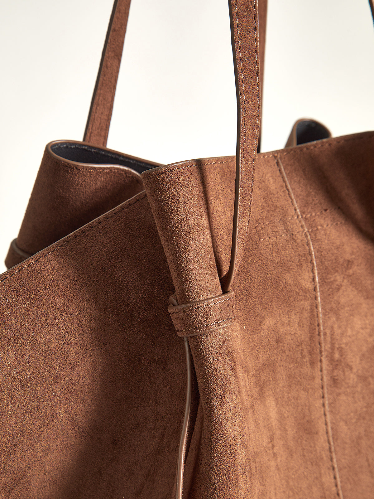 Devorah | Brown Suede Large Shopper Tote Bag