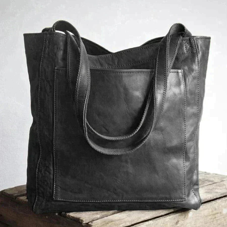 Davida | Leather Bag with Outside Pocket