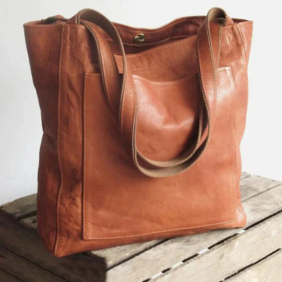 Davida | Leather Bag with Outside Pocket