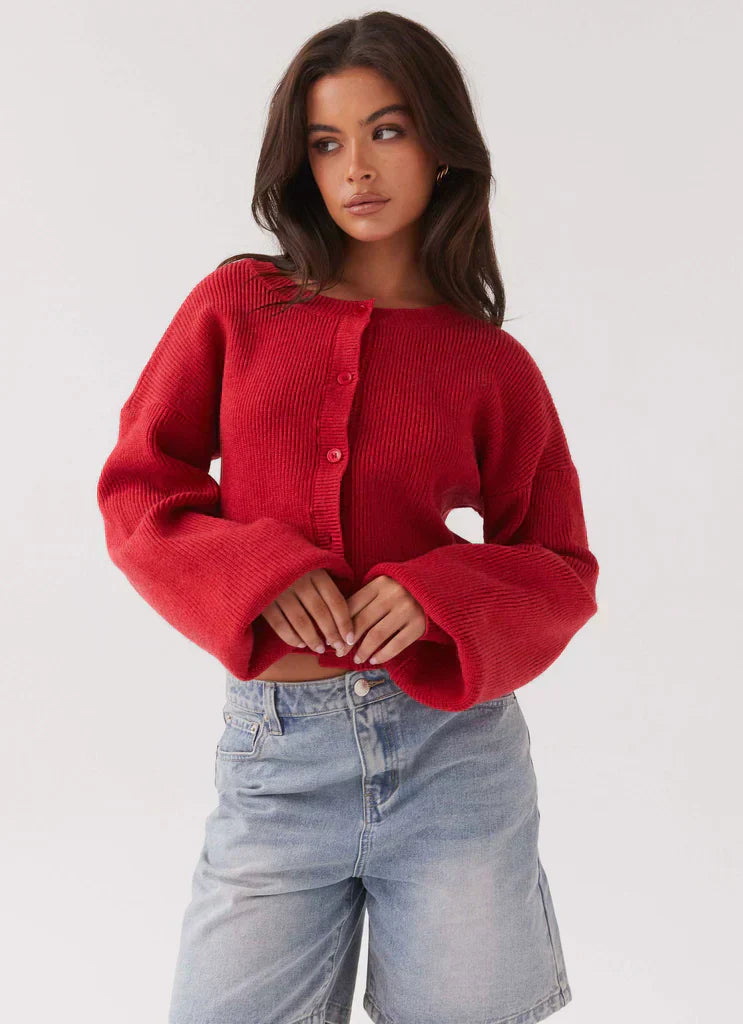Anastacia | Cropped Cardigan with Voluminous Sleeves