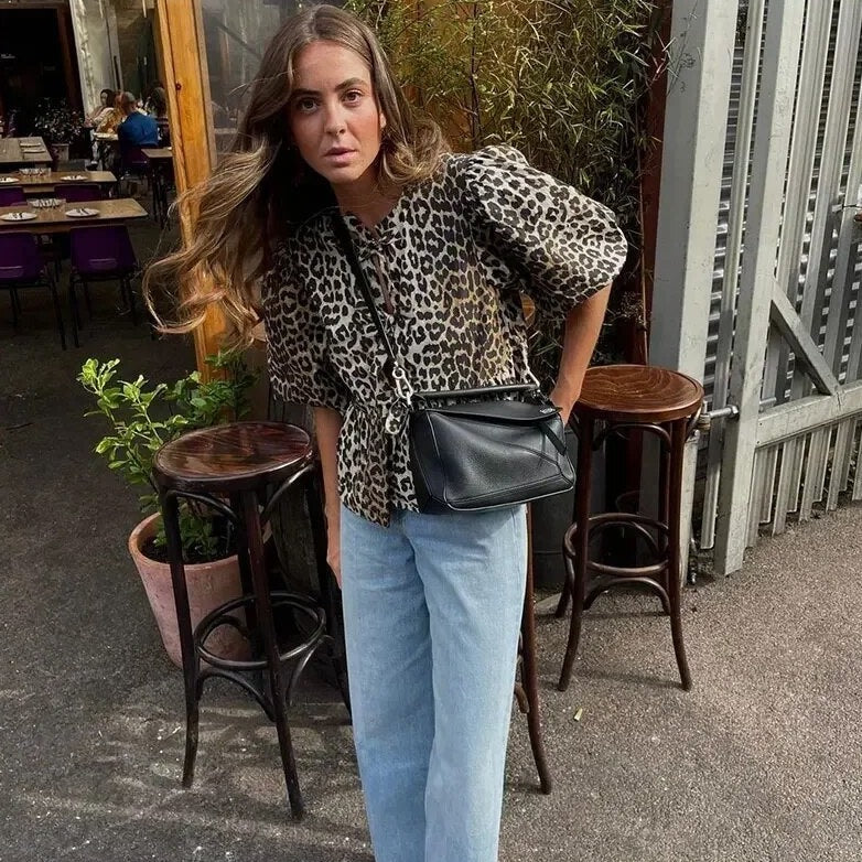 Cleta | Blouse with Leopard Print