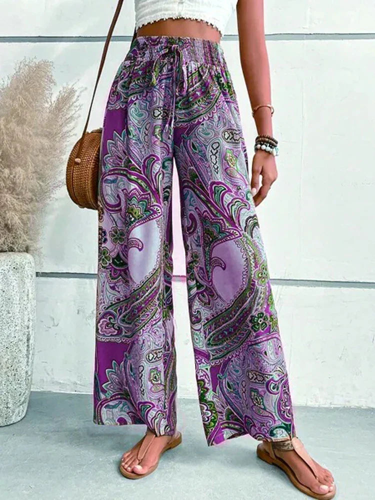 Isis | Paisley print trousers with wide legs