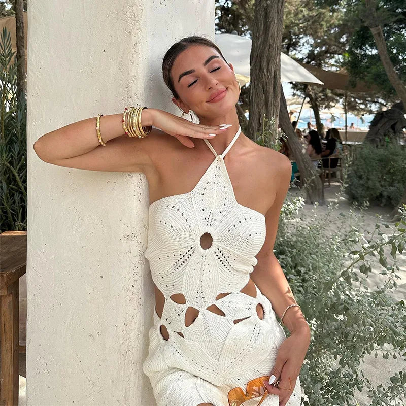 Brooklin | Mini Dress with Crochet Flower Pattern