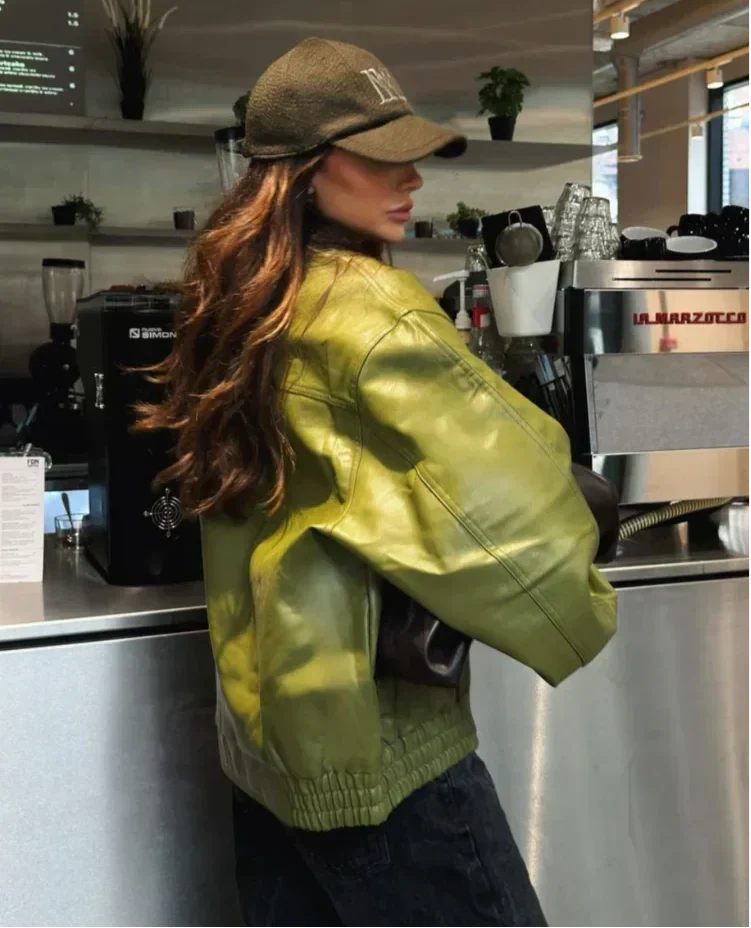 Malin | Jacket Vegan Leather Jacket Olive Green