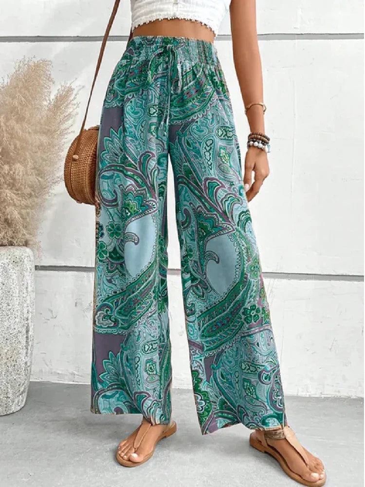 Isis | Paisley print trousers with wide legs