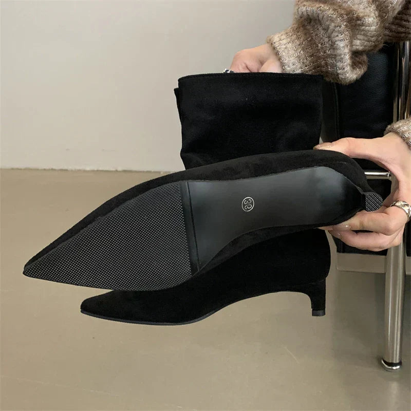 Mette | Elegant Ankle Boots with Pointed Toe and Kitten Heel