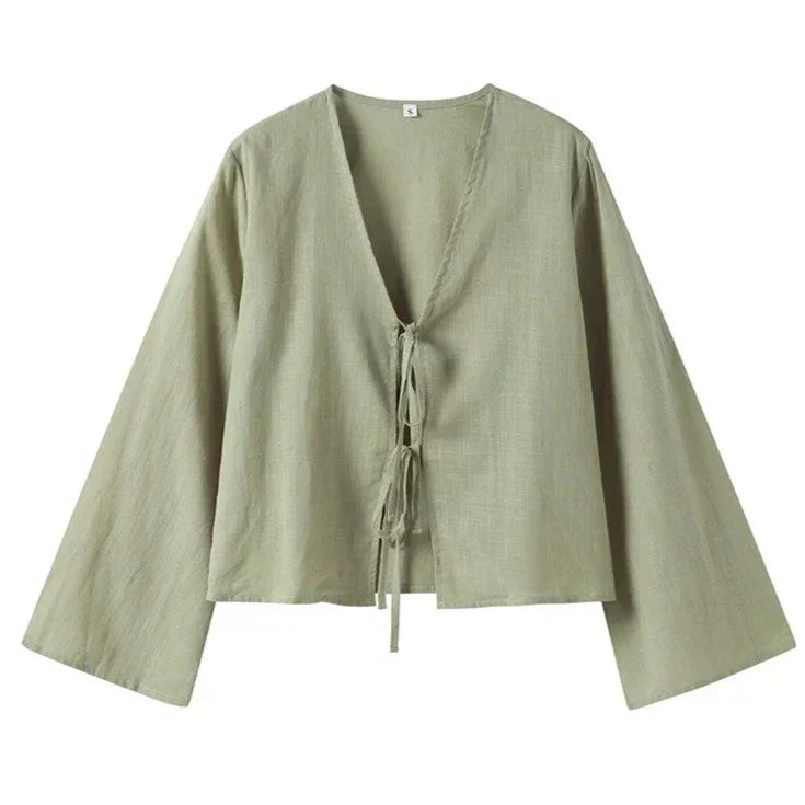 Nel | Linen Top with Bows