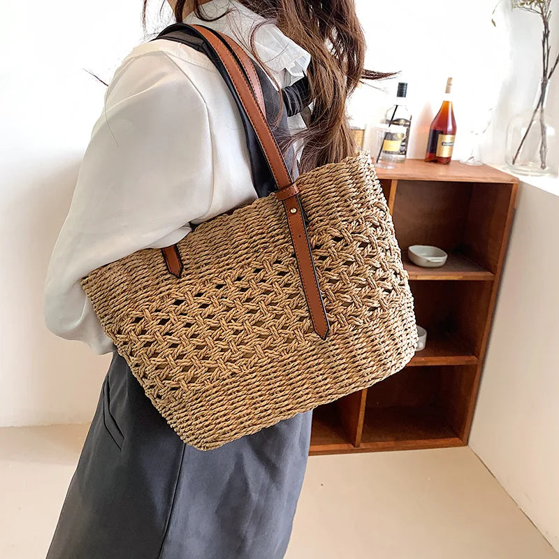 Brigid | Woven Straw Beach Bag