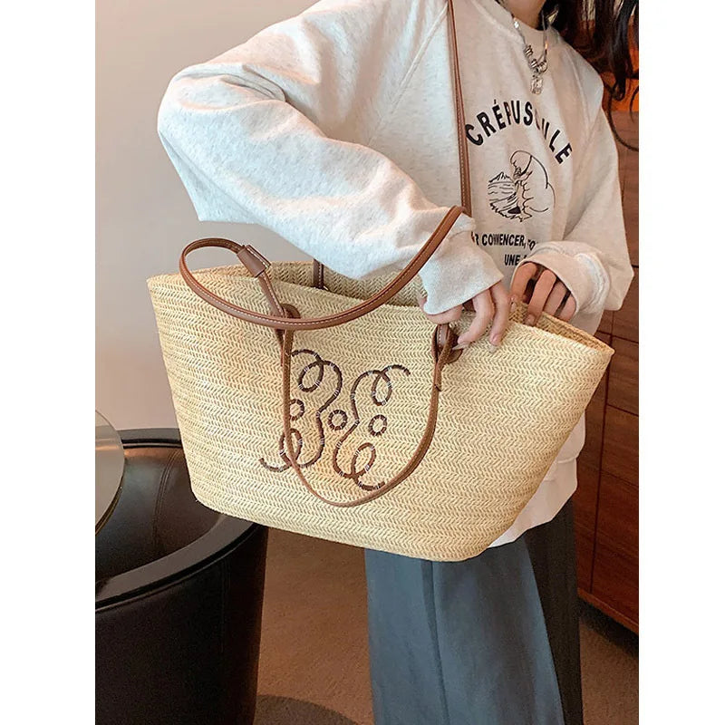 Lakelyn | Boho Beach Bag with Monogram Stitching