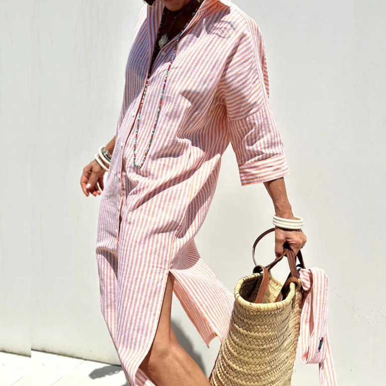 Camille | Striped Button Shirt Dress