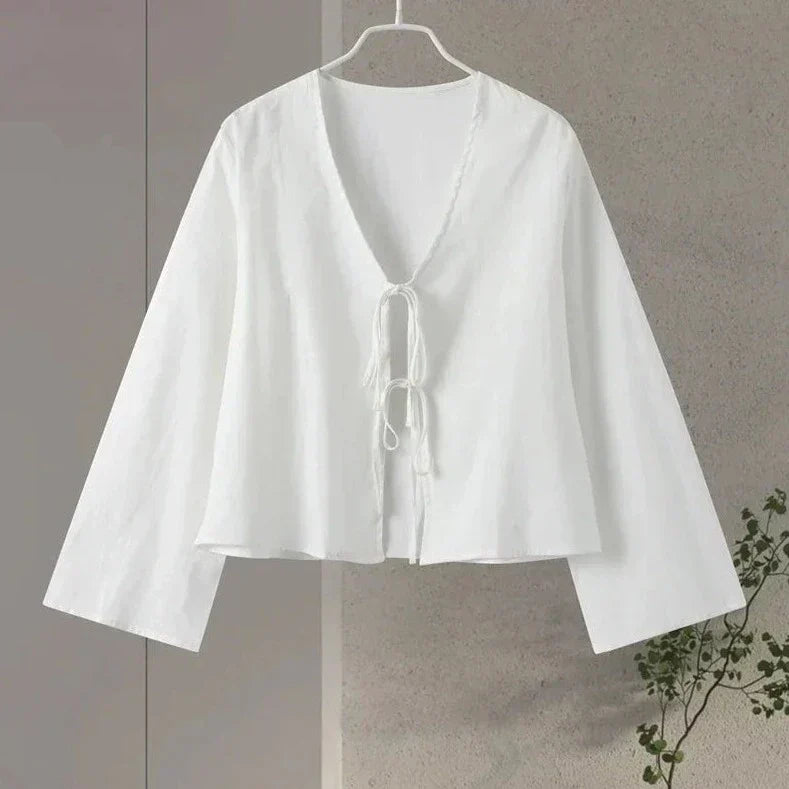 Nel | Linen Top with Bows