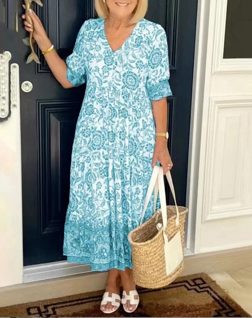 Evelyn | Floral Flow Midi Dress